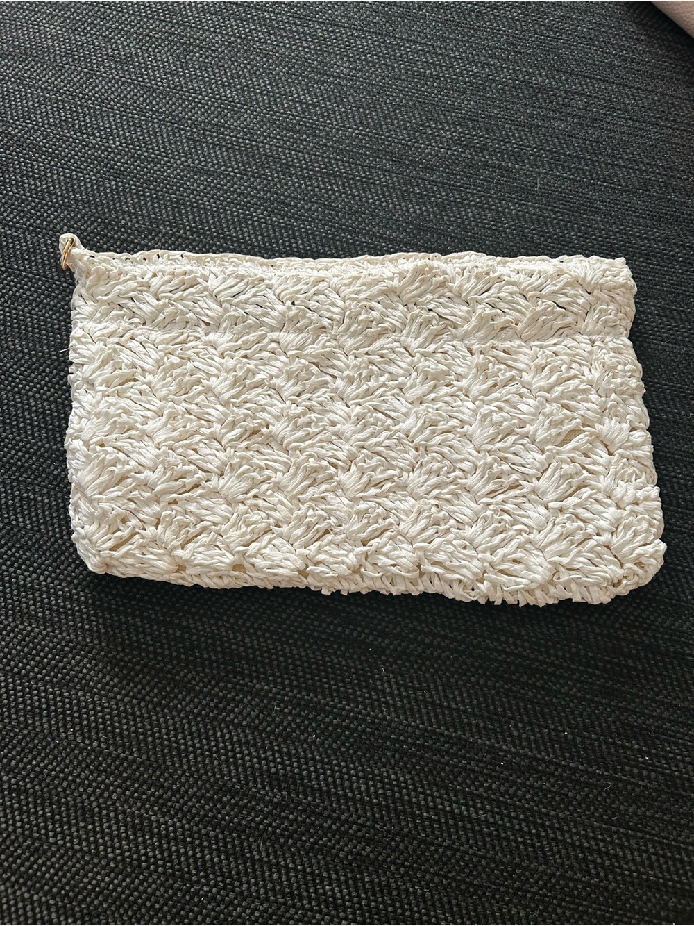 BTB Los Angeles Handwoven Cream Crochet Clutch Bag